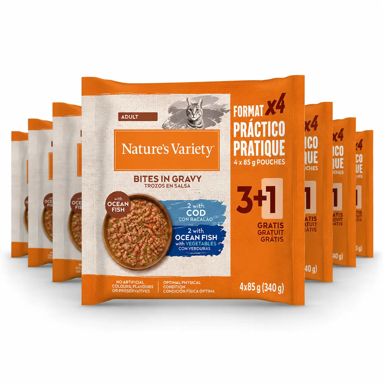 Nature'S Variety Cibo umido per gatti, con merluzzo, confezioni monodose, 11 x 340 g
