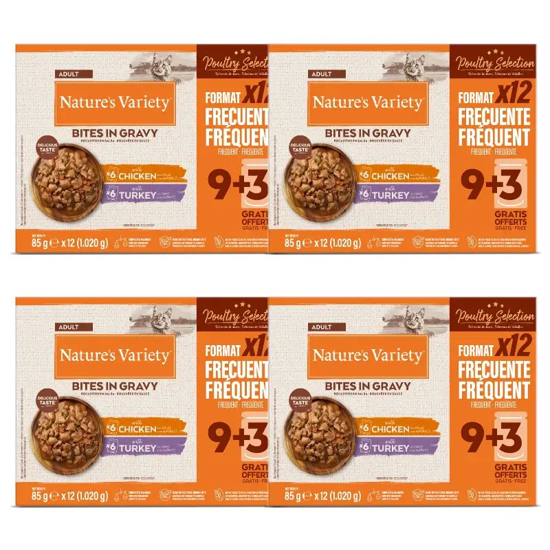 Nature'S Variety Cibo umido per gatti, con pollo e tacchino, confezioni monodose, 4 x 1,02 kg