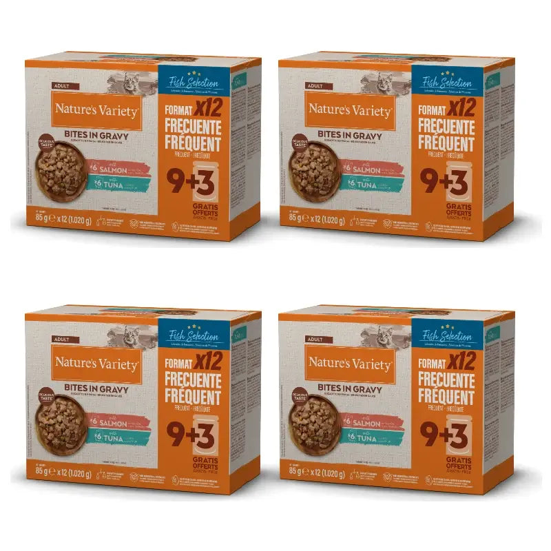 Nature'S Variety Cibo umido per gatti, con salmone e tonno, confezioni monodose, 4 x 1,02 kg