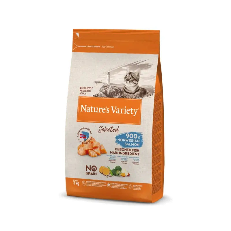 Nature'S Variety Feline Adult Selected Adult Sterilised Salmon 3Kg, cibo per gatti