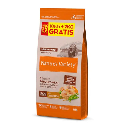 Nature's Variety Healthy Grain Adult Medium Maxi Chicken cibo per cani 10+2Kg