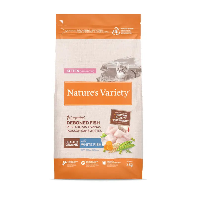 Nature'S Variety Healthy Grain Kitten - Mangime per gattini con pesce bianco, 3 kg