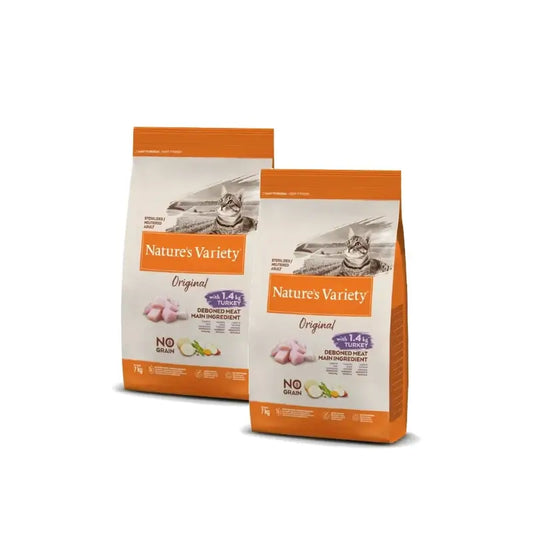 Nature's Variety Original Feline Adult Sterilizzato al tacchino - Mangime per gatti 7 kg, confezione da 2
