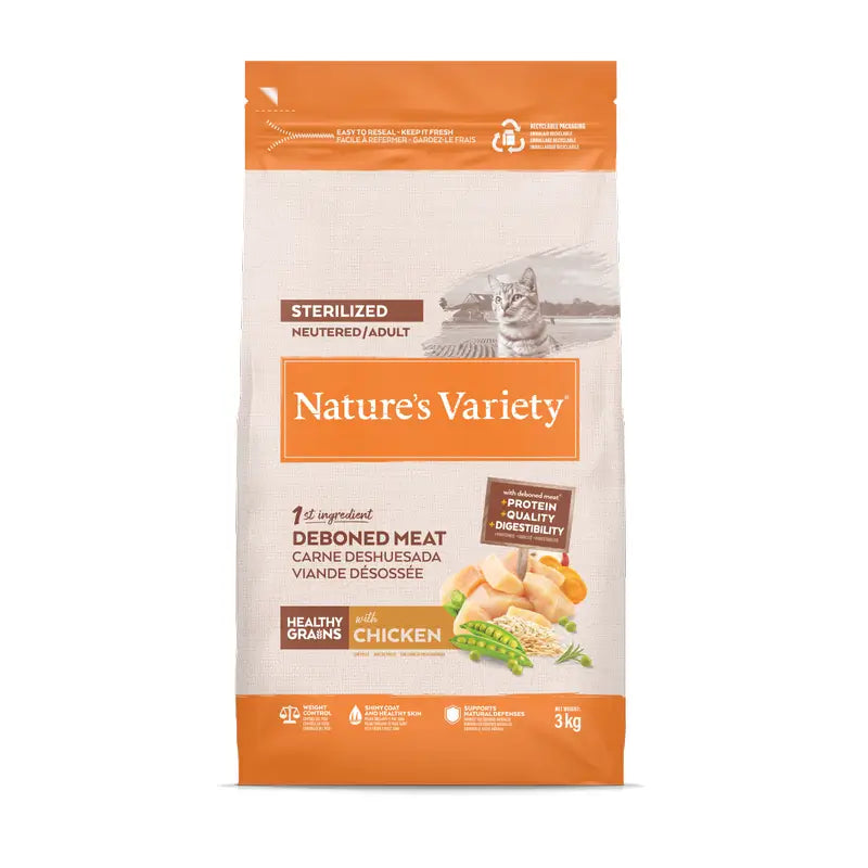 Nature'S Variety Mangime Healthy Grain per gatti sterilizzati, con pollo, naturale, 3 kg