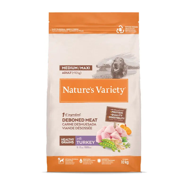 Nature'S Variety Mangime per cani, Medium, al tacchino, naturale, 10 kg