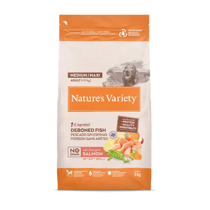 Nature'S Variety Mangime per cani, Medium, al salmone, naturale, 3 kg