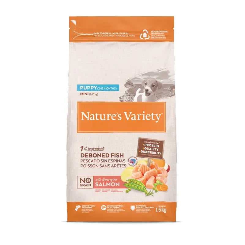 Nature'S Variety Mangime per cani, Mini, con salmone dell'Atlantico, naturale, 1,5 kg