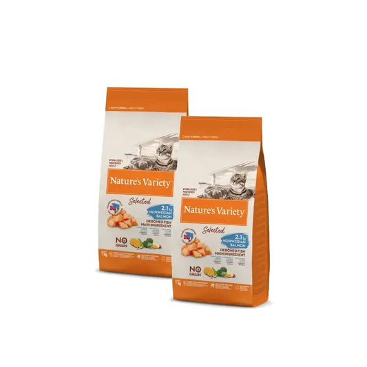 Nature's Variety Selected Feline Adult Sterilizzato al salmone - Mangime per gatti 7 kg, confezione da 2