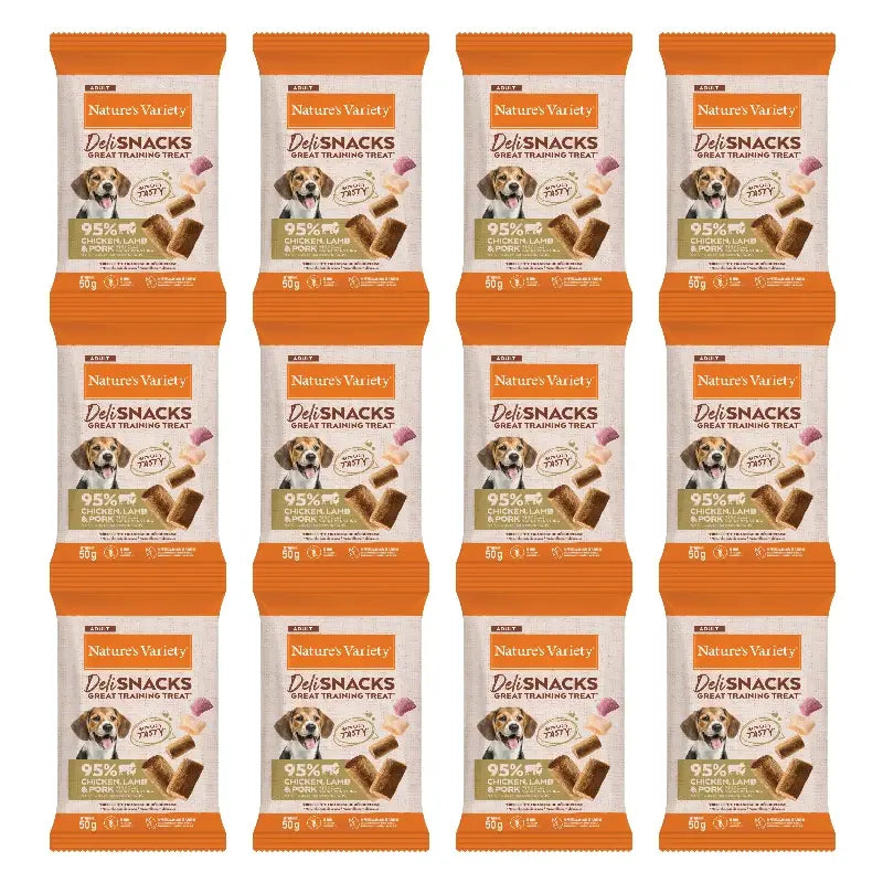Nature'S Variety Snack per cani, con pollo, agnello e maiale, naturale, 12 x 50 g