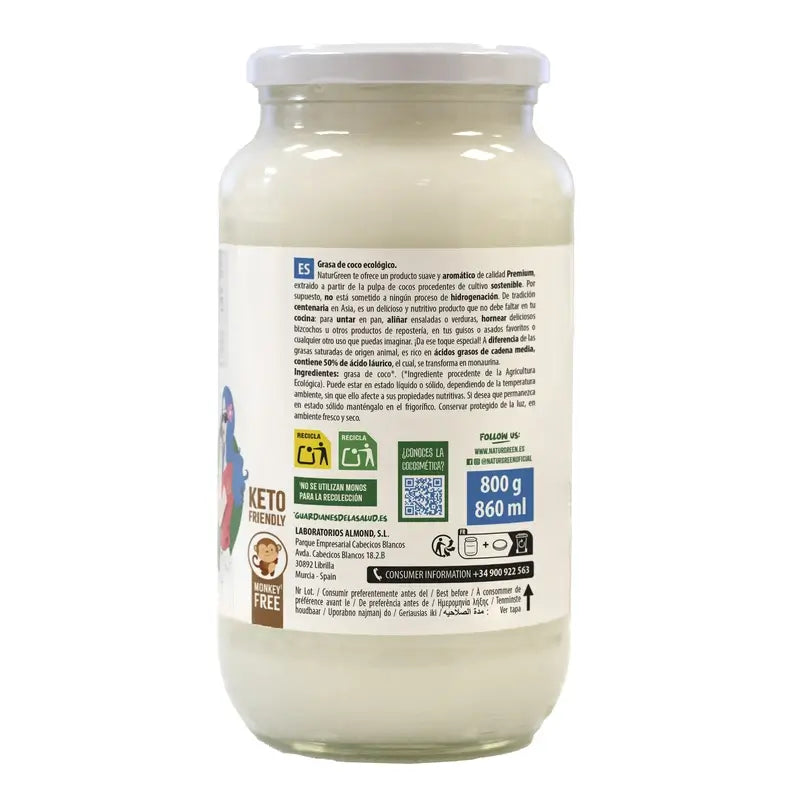 NaturGreen Grasso di cocco Bio 860 ml / 800 g