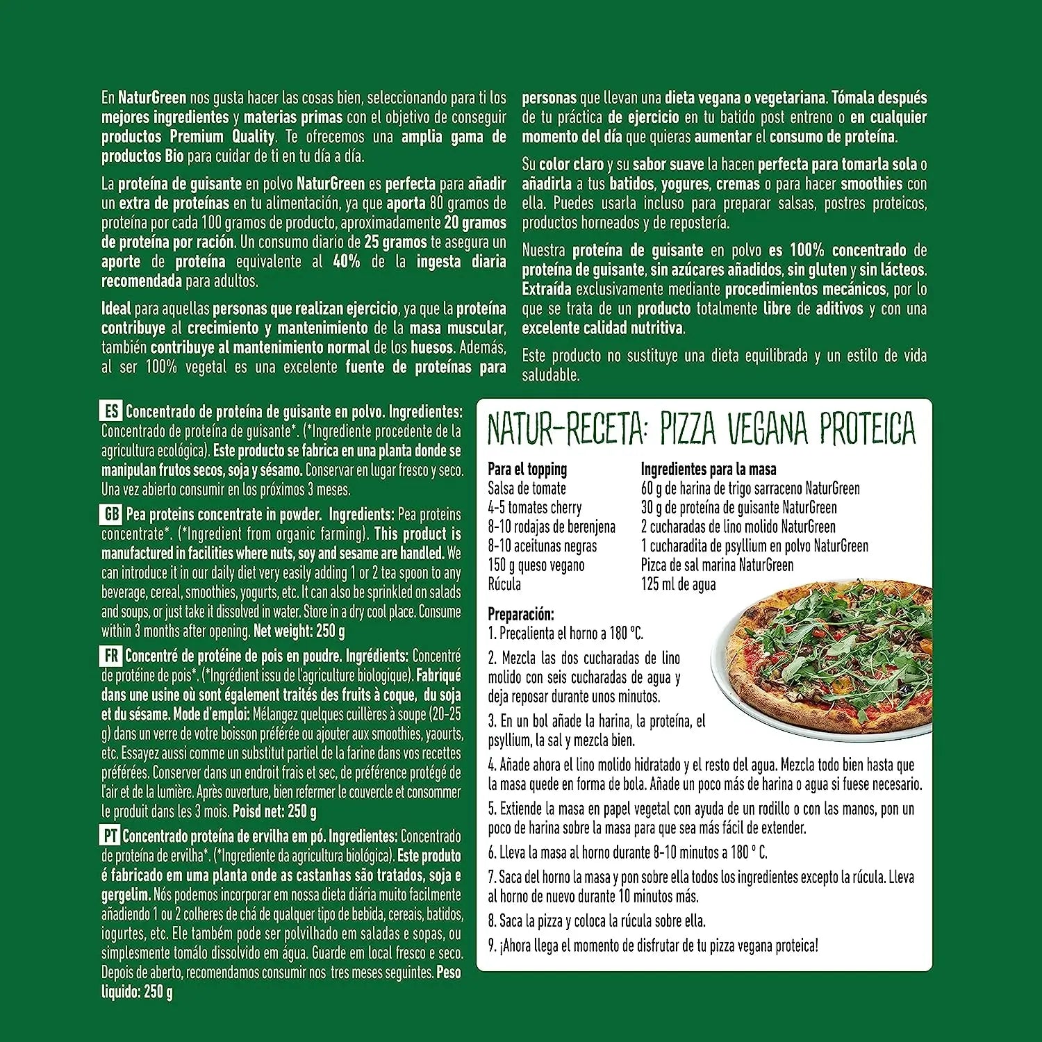 Naturgreen Proteine del pisello Bio, 250 G