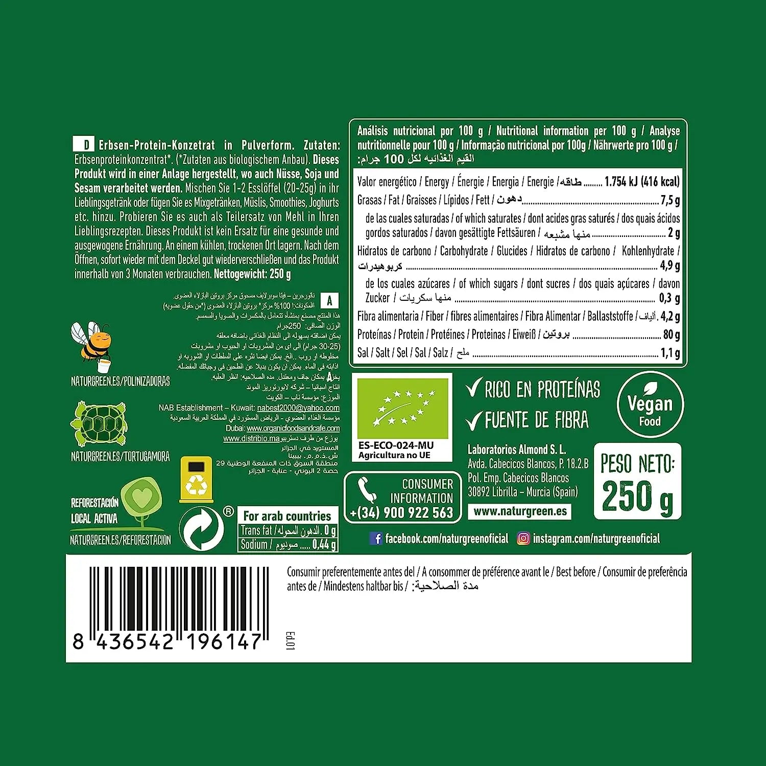 Naturgreen Proteine del pisello Bio, 250 G