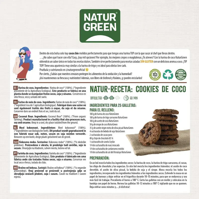 Farina di cocco Naturgreen, 500 g