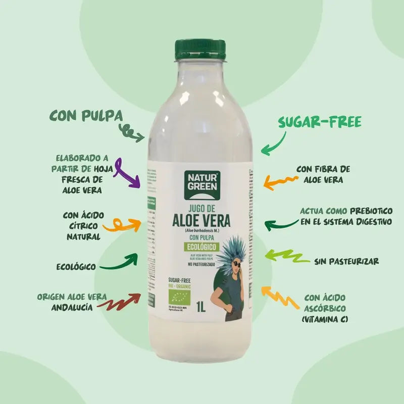Naturgreen Succo di Aloe Vera con Polpa, 1 l