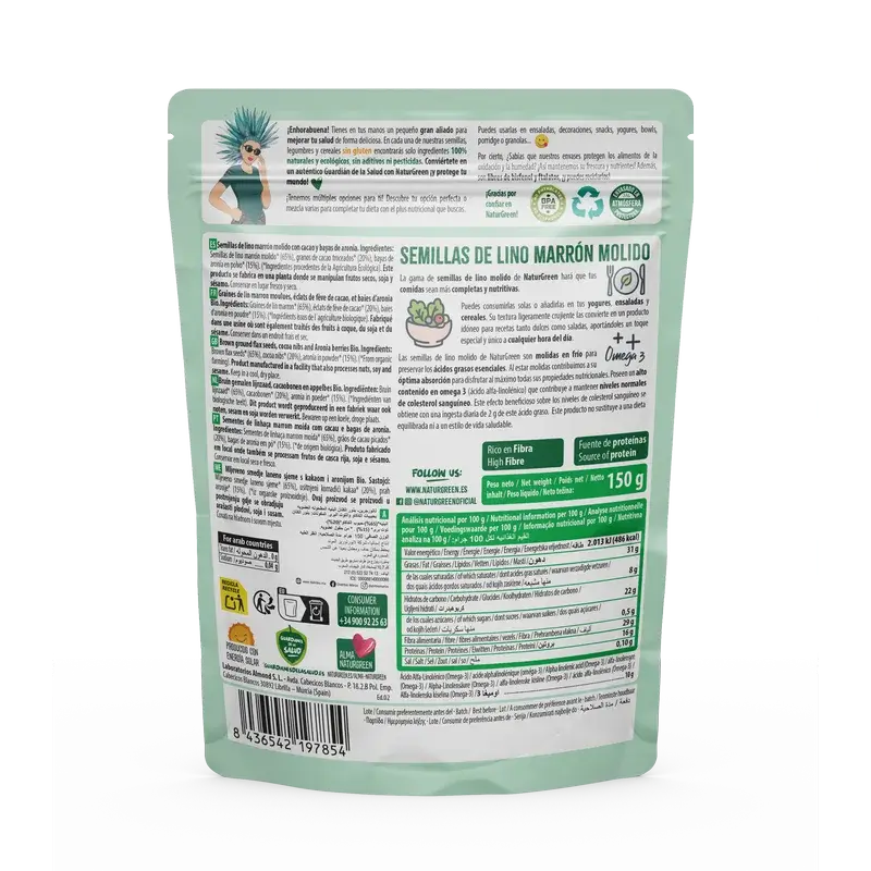 NaturGreen Semi di lino, cacao e aronia bio 150 g