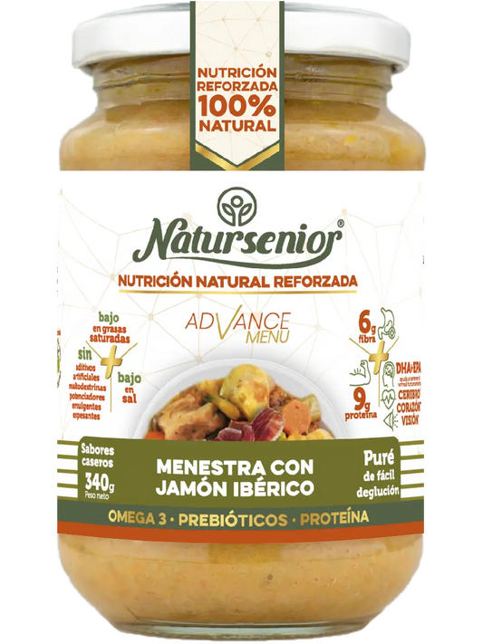 Natursenior Adult Purè con Prosciutto Iberico con Omega 3 Dha+Epa, Prebiotici e Proteine. , 340 gr