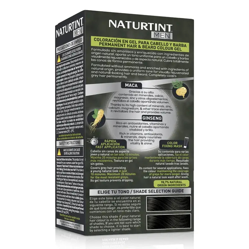 Naturtint Men Colorazione permanente per capelli e barba per uomo, senza ammoniaca 1N - Nero