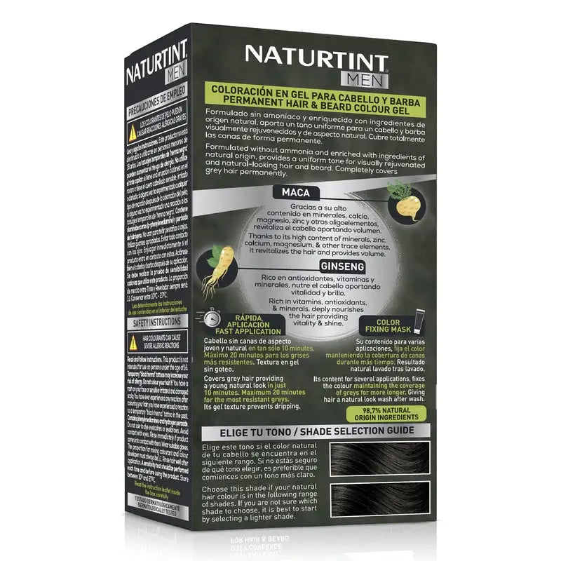 Naturtint Men Colorazione permanente per capelli e barba per uomo 3N senza ammoniaca - Castano scuro