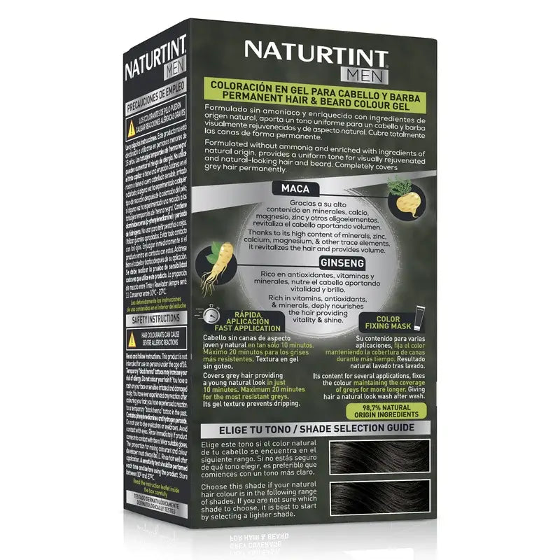Naturtint Men Colorazione permanente per capelli e barba per uomo 4N senza ammoniaca - Castano naturale