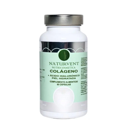 Naturvent Face Care Collagene idrolizzato con acido ialuronico e vitamina C, 60 capsule