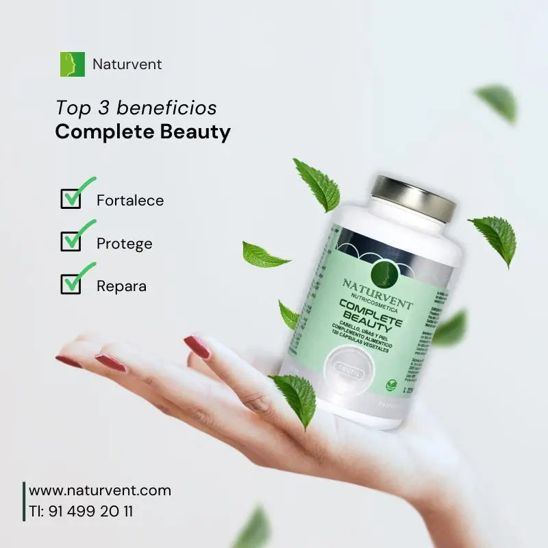 Naturvent Rinforzante per capelli, pelle e unghie. Bellezza completa, 120 capsule