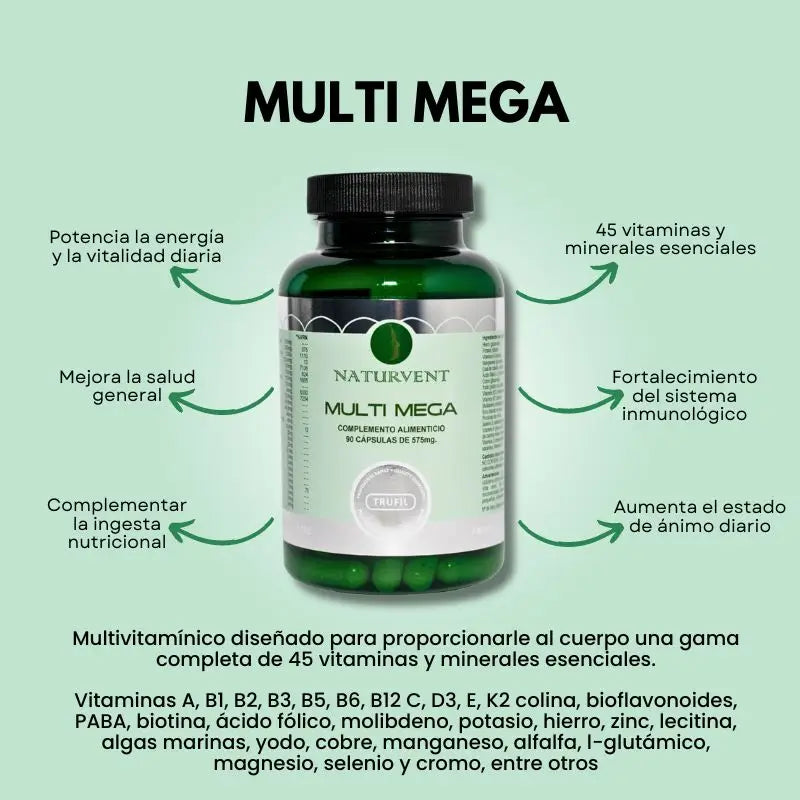 Naturvent Multivitamins Multi Mega Multivitaminico, 90 capsule