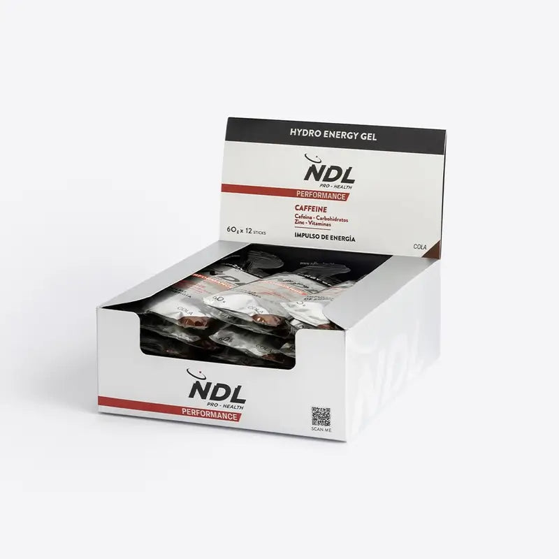 NDL Pro-Health Gel energetico caffeinato al gusto di cola, confezione da 12x60 grammi