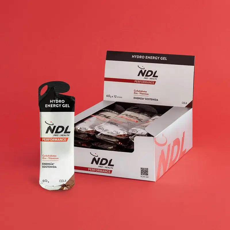 NDL Pro-Health Gel energetico senza caffeina gusto Cola, confezione da 12x60 grammi