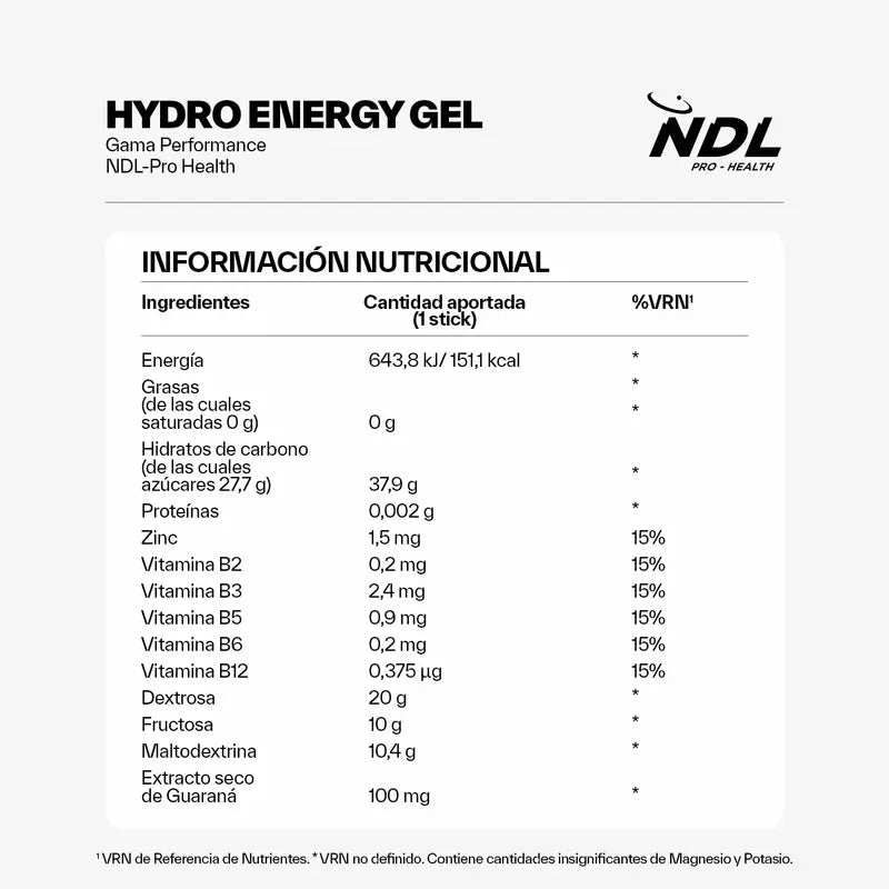 NDL Pro-Health Gel energetico senza caffeina gusto Cola, confezione da 12x60 grammi