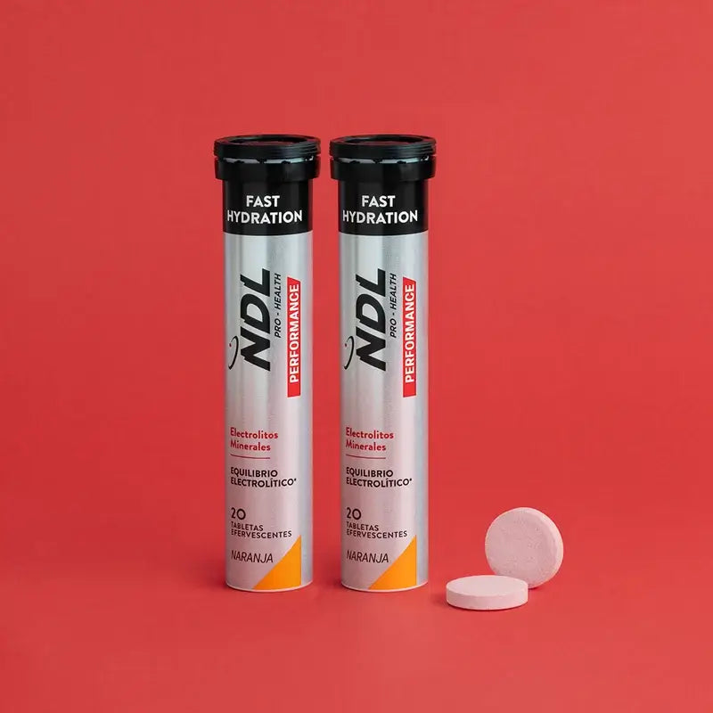 NDL Pro-Health Idratazione Rapida Compresse Effervescenti al gusto di arancia, Confezione da 2, 40 Compresse