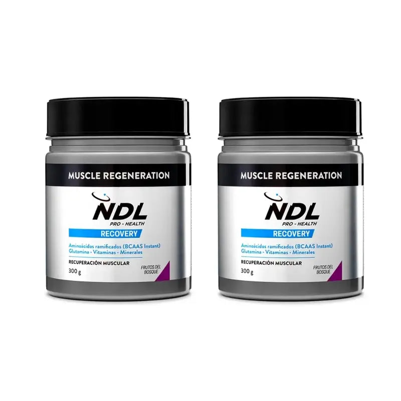 Ndl Pro-Health Rigenerazione Muscolare, Bcaa 2:1:1, Glutammina, Frutti di Bosco in Polvere, 2X300 Grammi