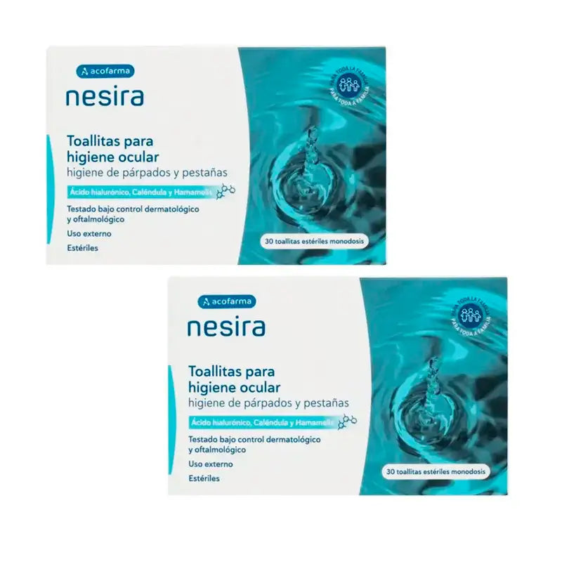 Nesira Confezione di salviette per l'igiene degli occhi, 2X 30 pz., 60 pz.