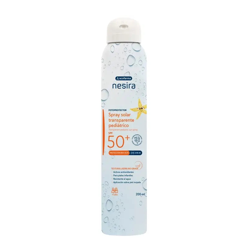 Nesira Spray solare trasparente per bambini SPF50+, 200 ml