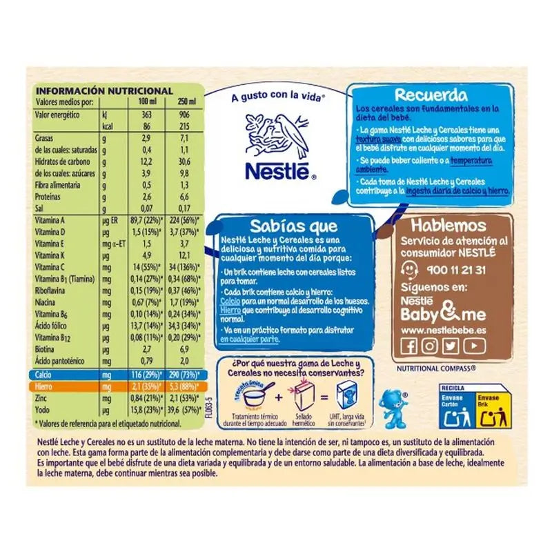 Nestlé Brik Latte e Cereali 8 Pigiama Cereali, 2X250 ml