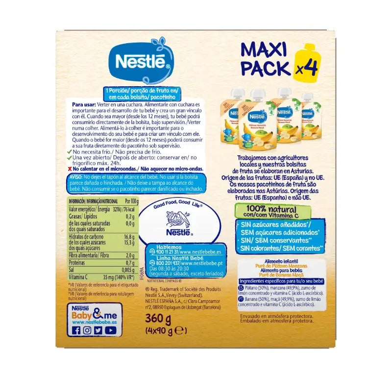 Bustina di banana e mela Nestlé, 4X90g
