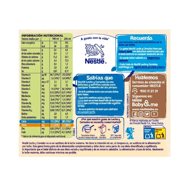 Nestlé Brik Latte e Cereali 8 Cereali con Biscotto Maria, 2X250 g