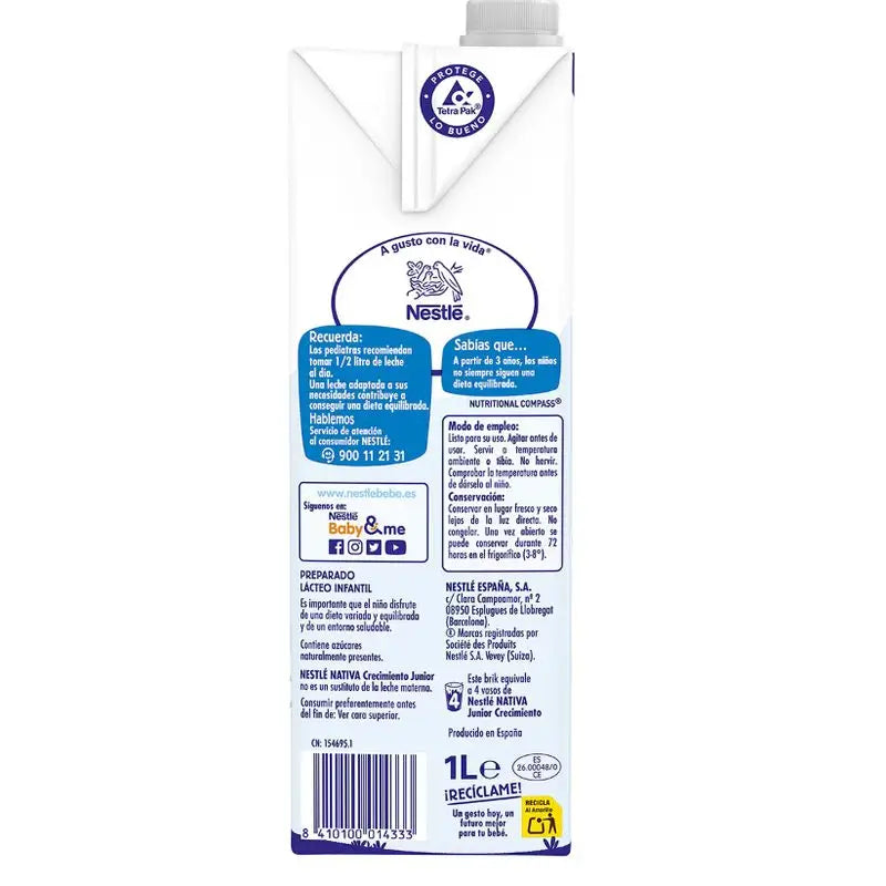 Nestlé Nativa Junior Growth Original 3 anni, 1 litro