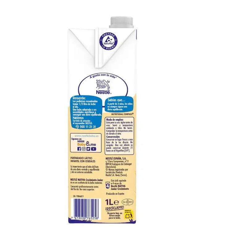 Nestlé Nativa Junior Crescita Cereali 3 Anni, 1L
