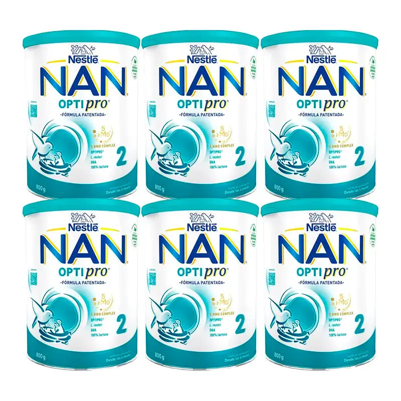 Nestlé Nan Optipro 2 Latte artificiale, 6 x 800g