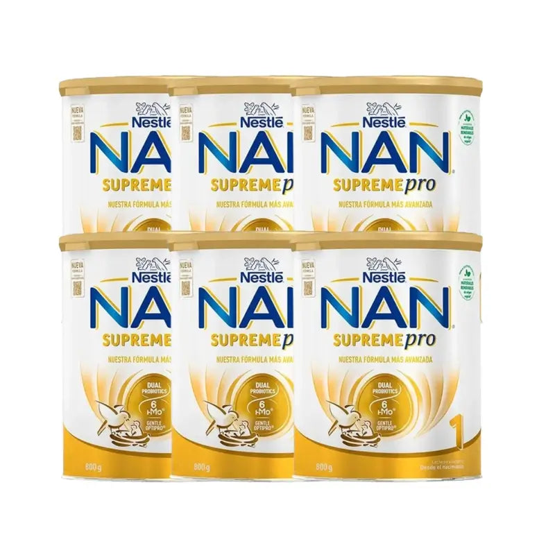 Latte di avviamento Nestle Nan Supreme Pro 1, confezione da 6x800 gr