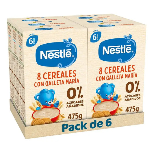 Nestlé 6-Pack 6 porridge 8 Cereali con biscotto Maria, 475g