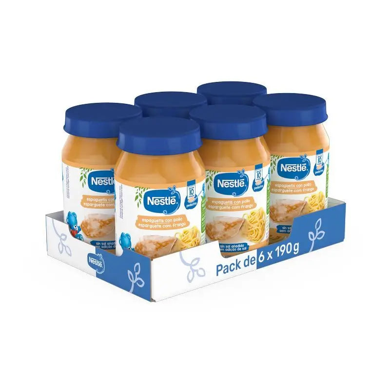 Confezione NESTLÉ Barattoli di spaghetti di pollo salati, 190 g x 6 unità