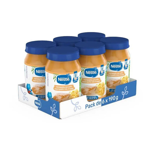 Confezione NESTLÉ Barattoli di spaghetti di pollo salati, 190 g x 6 unità