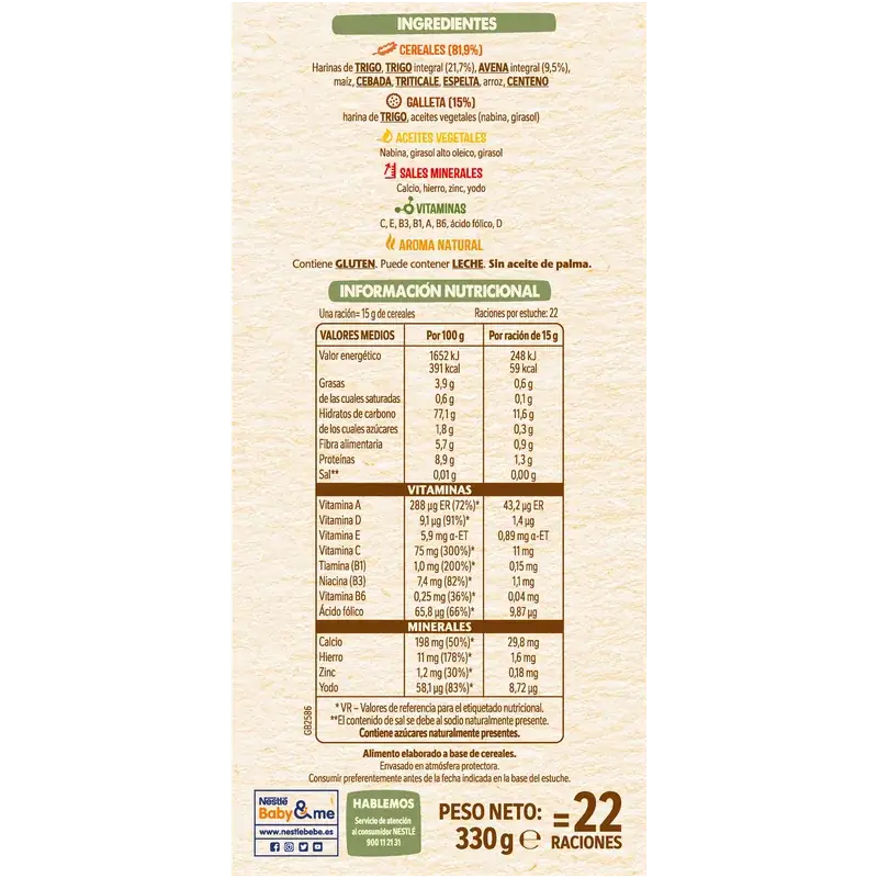 Nestlé Pappa ai 8 cereali 0% biscotto, 330 g