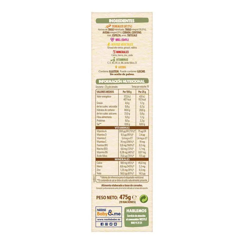 NESTLÉ Papilla 8 Cereali con miele, 950g