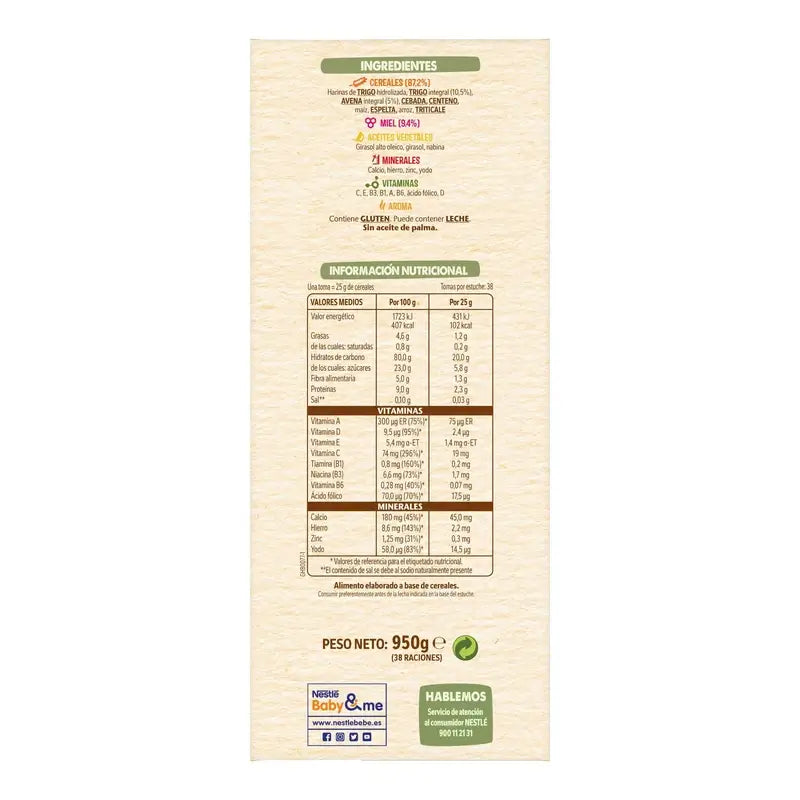 NESTLÉ Papilla 8 Cereali con miele, 950g