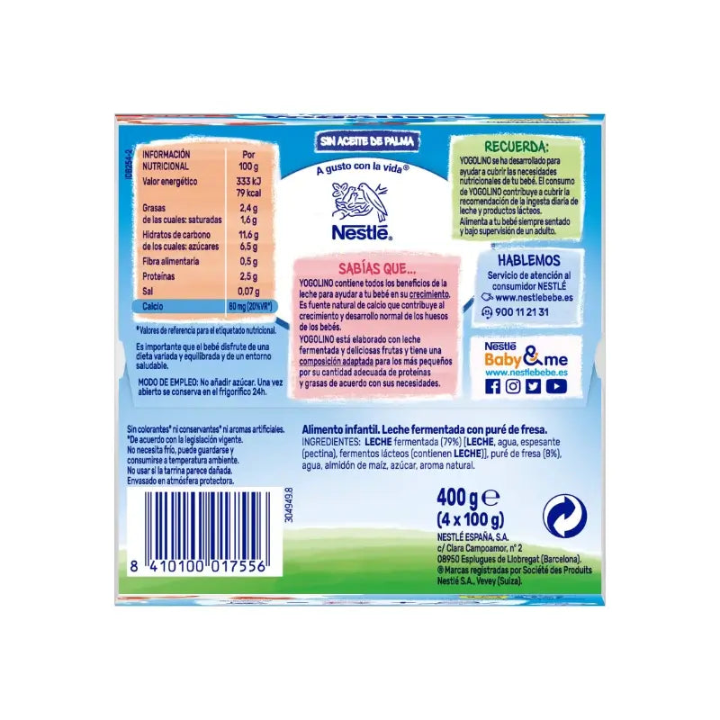 Nestlé Yogolino Fragola, 4X100 g