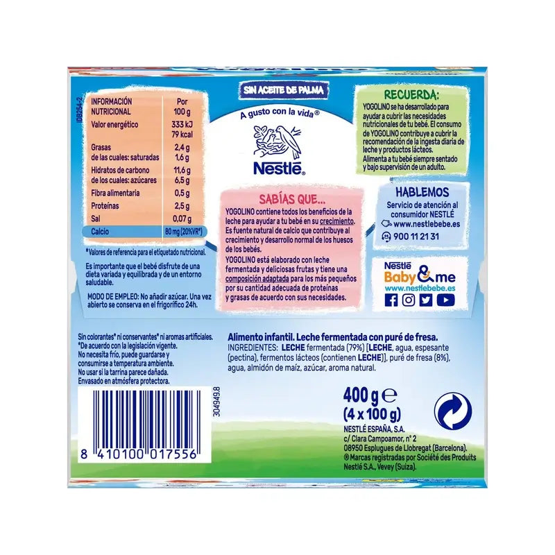 Nestlé Yogolino Fragola, 4X100 g