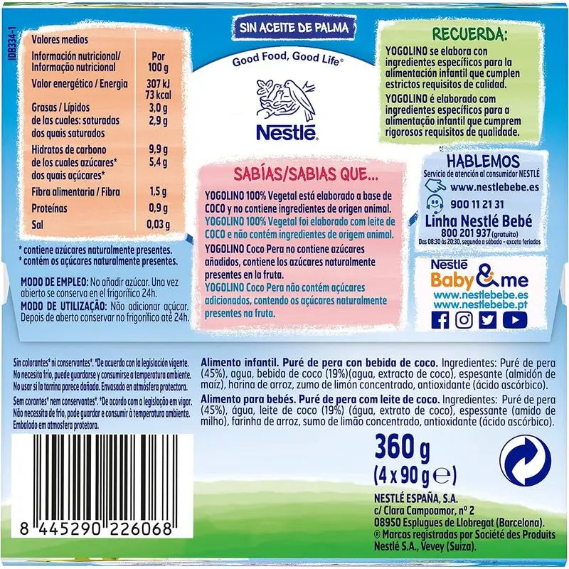 Yogolino Cocco Pera , 4x90g