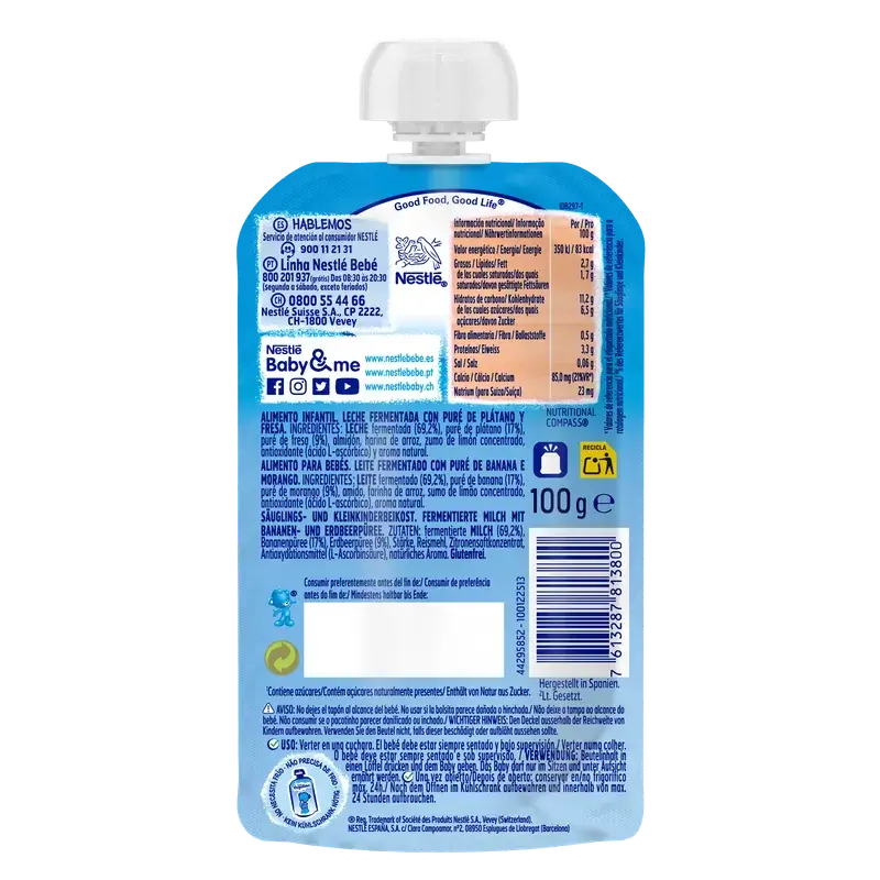 Yogolino alla fragola e banana senza zucchero, 100 g